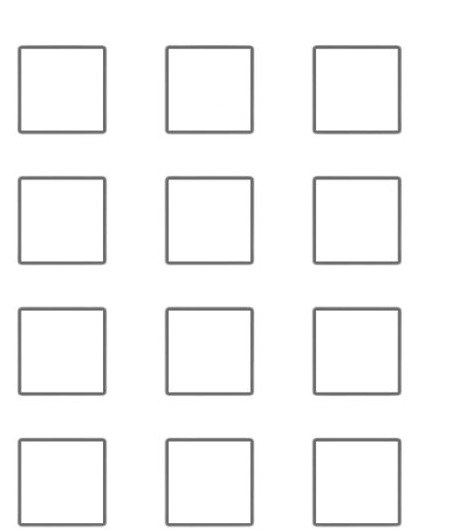 Floor plan diagram of the Art Park patio showing twelve tables in a three by four grid.