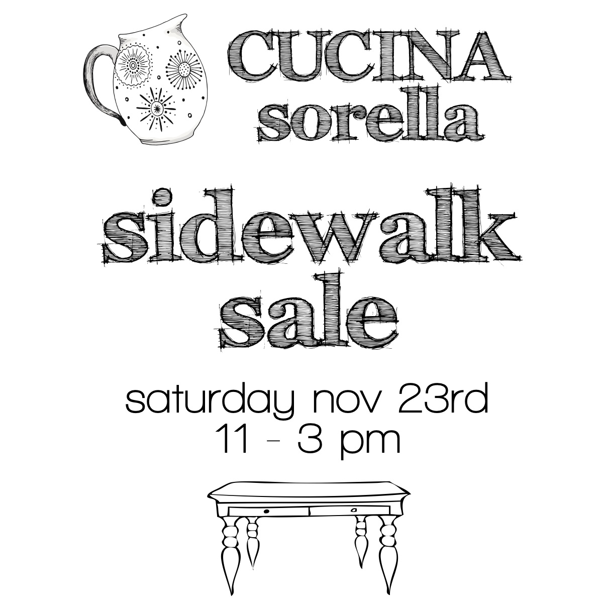 SIDEWALK SALE at CUCINA sorella