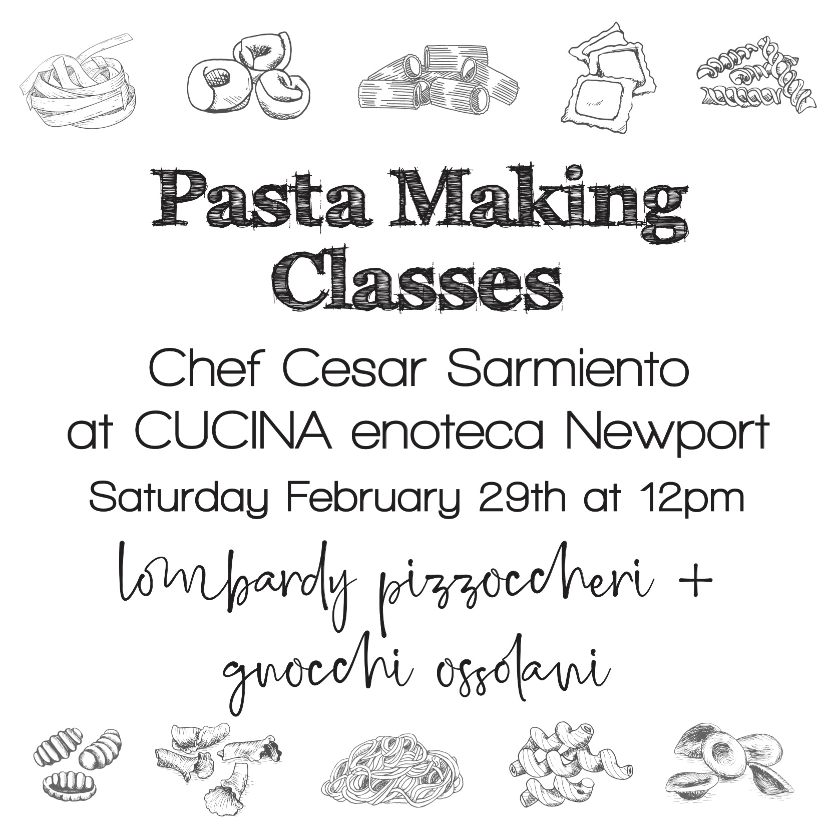 PASTA MAKING CLASS | march 28 | CUCINA enoteca Newport
